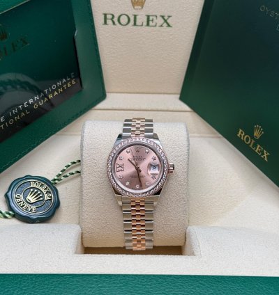 Rolex Lady-datejust New 2024 Pink Star Diamond Dial Two Tone Rose Gold Diamond Bezel Jubilee