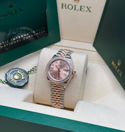 Rolex Lady-datejust New 2024 Pink Star Diamond Dial Two Tone Rose Gold Diamond Bezel Jubilee