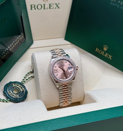Rolex Lady-datejust New 2024 Pink Star Diamond Dial Two Tone Rose Gold Diamond Bezel Jubilee