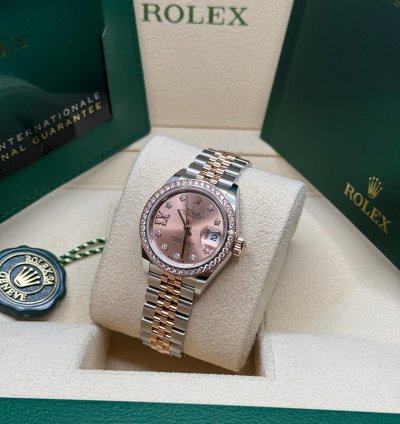 Rolex Lady-datejust New 2024 Pink Star Diamond Dial Two Tone Rose Gold Diamond Bezel Jubilee