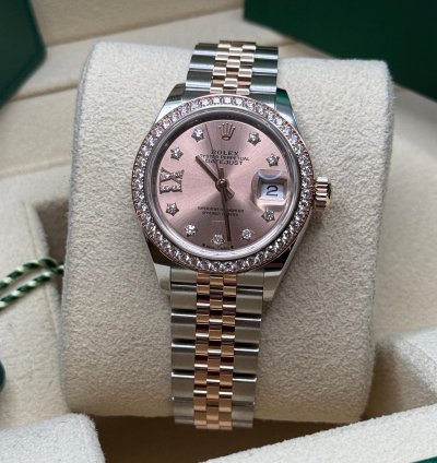 Rolex Lady-datejust New 2024 Pink Star Diamond Dial Two Tone Rose Gold Diamond Bezel Jubilee