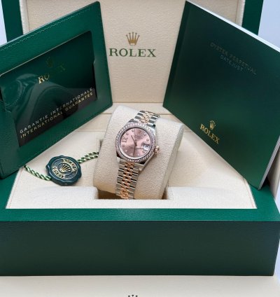 Rolex Lady-datejust New 2024 Pink Star Diamond Dial Two Tone Rose Gold Diamond Bezel Jubilee