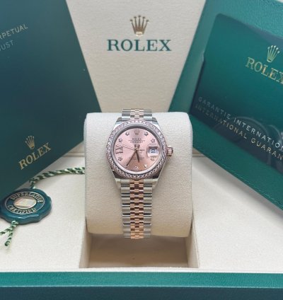 Rolex Lady-datejust New 2025 Pink Star Diamond Dial Two Tone Rose Gold Diamond Bezel Jubilee