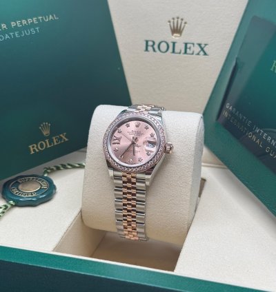 Rolex Lady-datejust New 2025 Pink Star Diamond Dial Two Tone Rose Gold Diamond Bezel Jubilee