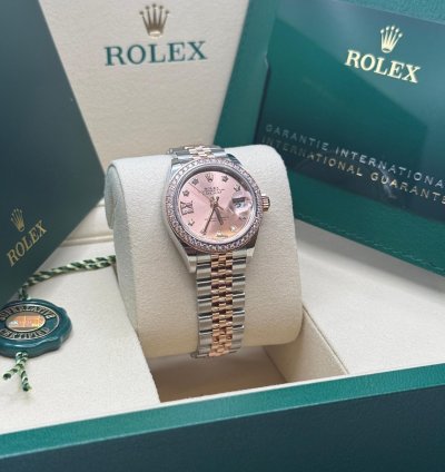 Rolex Lady-datejust New 2025 Pink Star Diamond Dial Two Tone Rose Gold Diamond Bezel Jubilee