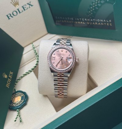 Rolex Lady-datejust New 2025 Pink Star Diamond Dial Two Tone Rose Gold Diamond Bezel Jubilee