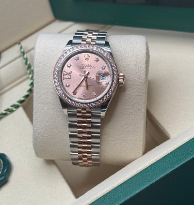 Rolex Lady-datejust New 2025 Pink Star Diamond Dial Two Tone Rose Gold Diamond Bezel Jubilee