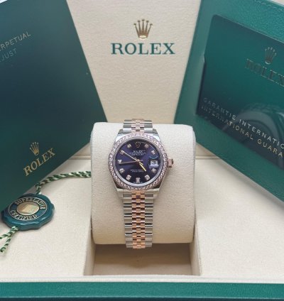 Rolex Lady-datejust New 2025 Purple Diamond Dial Diamond Bezel Two Tone Rose Jubilee