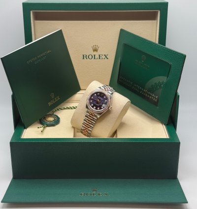 Rolex Lady-datejust New 2025 Purple Diamond Dial Diamond Bezel Two Tone Rose Jubilee