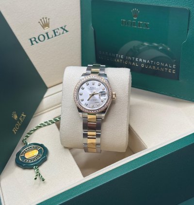 Rolex Lady-datejust New 2025 Silver Diamond Dial Diamond Bezel Two Tone Yellow Gold Oyster 28mm