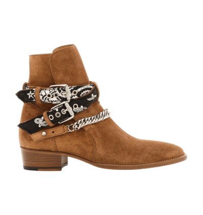 Amiri Bandana Buckle Suede Boots Brown