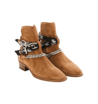 Amiri Bandana Buckle Suede Boots Brown
