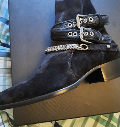 Amiri Bandana Buckle Suede Boots Eu 44