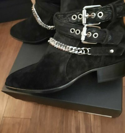 Amiri Bandana Buckle Suede Boots Eu 44