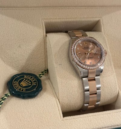 Rolex Lady-datejust Oyster 28 Mm Oystersteel Everose Gold And Diamonds