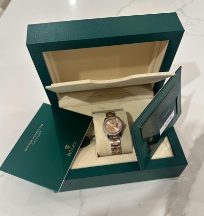 Rolex Lady-datejust Oyster 28 Mm Oystersteel Everose Gold And Diamonds