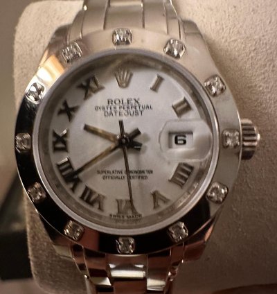 Rolex Lady-datejust Pearlmaster 29mm White Gold 12 Diamonds On Bezel At Hours