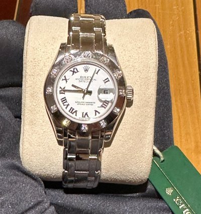 Rolex Lady-datejust Pearlmaster 29mm White Gold 12 Diamonds On Bezel At Hours