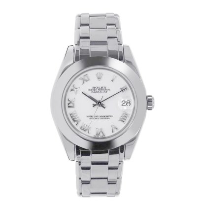 Rolex Lady-datejust Pearlmaster 81209 18k White Gold White Roman Dial 34 Mm