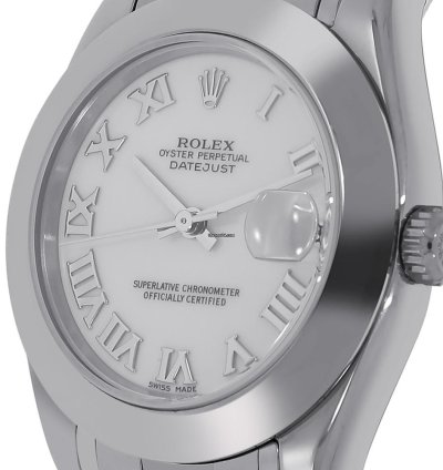 Rolex Lady-datejust Pearlmaster 81209 18k White Gold White Roman Dial 34 Mm