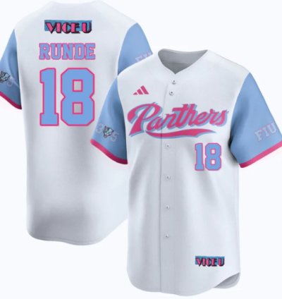 Logan Runde Jersey 18 Fiu Baseball 2025 Vice U Stitched White
