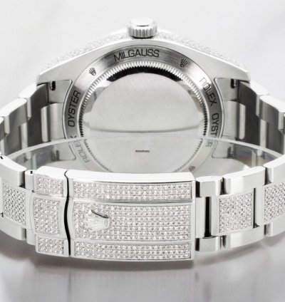 Rolex Milgauss Diamonds Black Dial - Custom Diamond Set pav Bezel - Iced Out