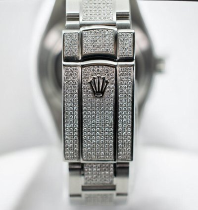 Rolex Milgauss Diamonds Black Dial - Custom Diamond Set pav Bezel - Iced Out