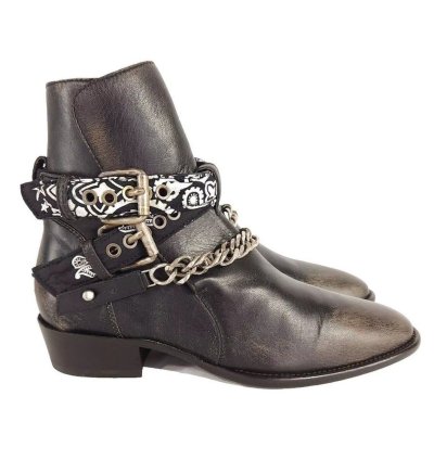 Amiri Bandana Leather Boots In Black Brown 41 Us 8 Mens New