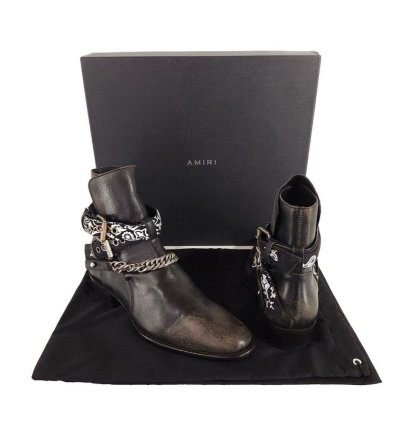 Amiri Bandana Leather Boots In Black Brown 41 Us 8 Mens New