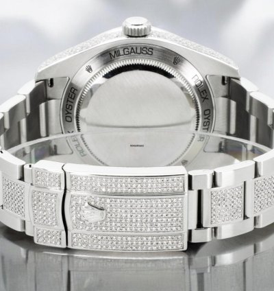 Rolex Milgauss Diamonds Gv -blue - Custom Diamond Set pav Bezel - Iced Out