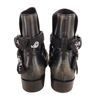Amiri Bandana Leather Boots In Black Brown 41 Us 8 Mens New