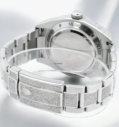 Rolex Milgauss Diamonds Gv -blue - Custom Diamond Set pav Bezel - Iced Out