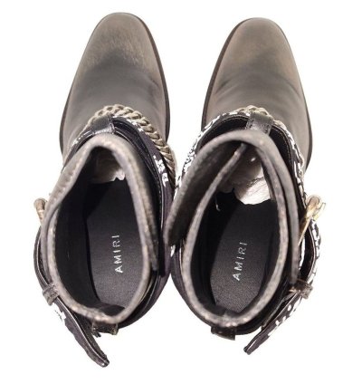 Amiri Bandana Leather Boots In Black Brown 41 Us 8 Mens New