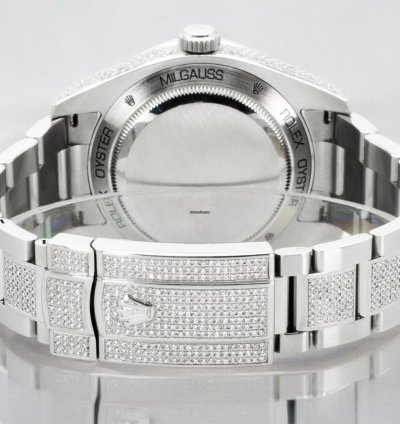 Rolex Milgauss Diamonds Gv Black Dial - Custom Diamond Set pav Bezel - Iced Out