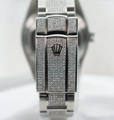 Rolex Milgauss Diamonds Gv Black Dial - Custom Diamond Set pav Bezel - Iced Out