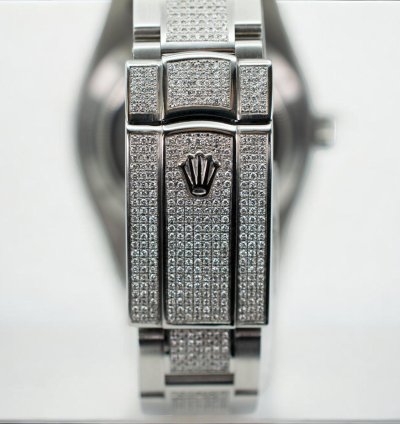 Rolex Milgauss Diamonds White Dial - Custom Diamond Set pav Bezel - Iced Out