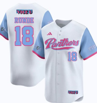 Logan Runde Jersey 18 Fiu Baseball 2025 Vice U Stitched White