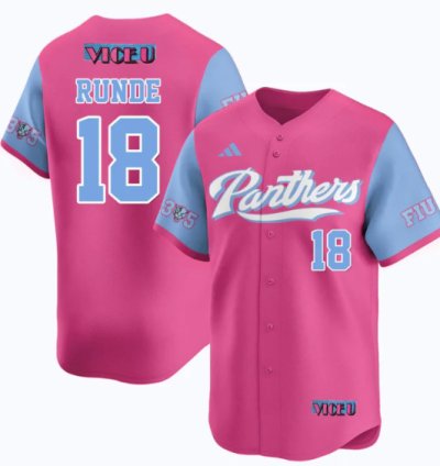 Logan Runde Jersey 18 Fiu Baseball 2025 Vice U Stitched Pink