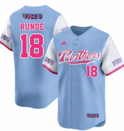 Logan Runde Jersey 18 Fiu Baseball 2025 Vice U Stitched Blue