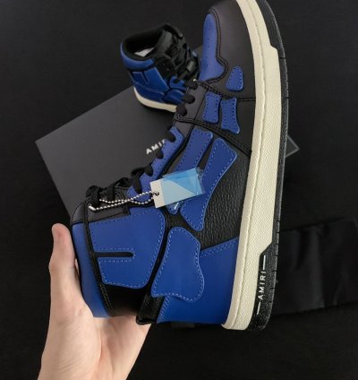 Amiri Black Blue Skel Top Leather Sneakers