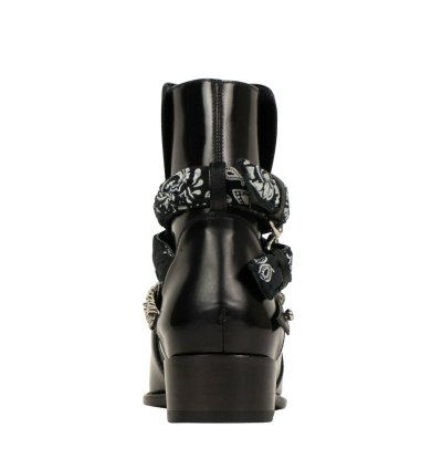Amiri Black Patent Leather Bandana Chain Strap Ankle Boots