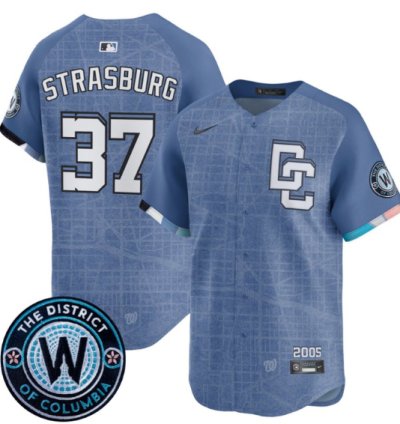 Stephen Strasburg Jersey 37 Washington Nationals 2025 City Connect Premier Limited Stitched Blue