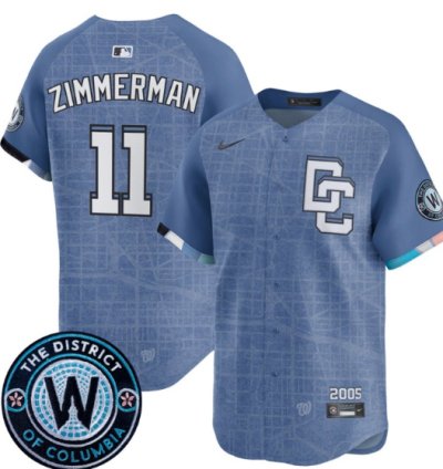 Ryan Zimmerman Jersey 11 Washington Nationals 2025 City Connect Premier Limited Stitched Blue