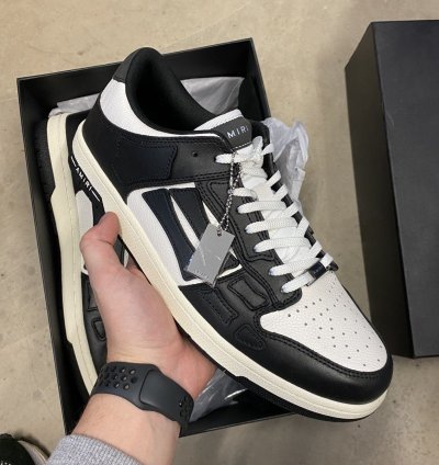 Amiri Black White Leather Skeleton Low Sneakers
