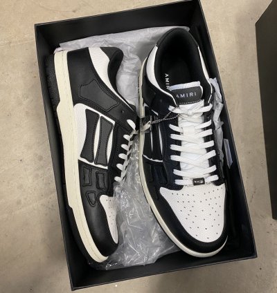 Amiri Black White Leather Skeleton Low Sneakers