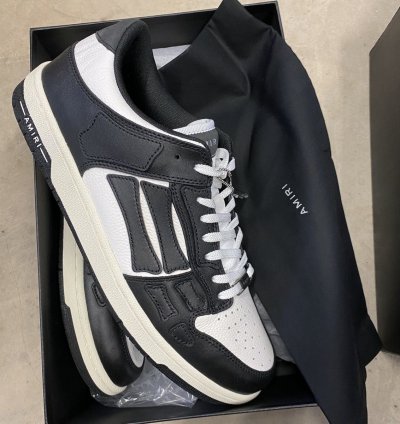 Amiri Black White Leather Skeleton Low Sneakers