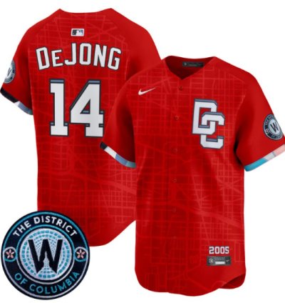 Paul Dejong Jersey 14 Washington Nationals 2025 City Connect Premier Limited Stitched Red