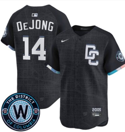 Paul Dejong Jersey 14 Washington Nationals 2025 City Connect Premier Limited Stitched Navy