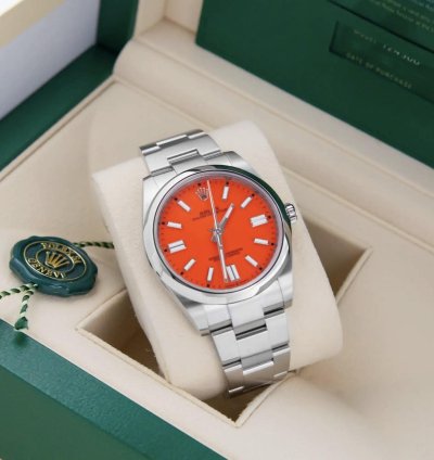 Rolex Oyster Perpetual 41 2021 Oyster Perpetual 41mm Coral Red 124300 Stainless Steel Oyster Bracelet In Stock