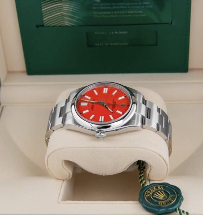 Rolex Oyster Perpetual 41 2021 Oyster Perpetual 41mm Coral Red 124300 Stainless Steel Oyster Bracelet In Stock